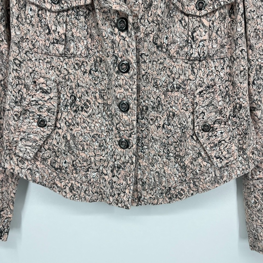 BCBGeneration Jacket Women's Size S Pink Floral Print Convertible Hood - Picture 3 of 9
